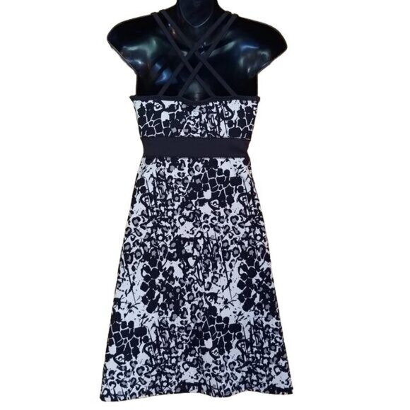 Soybu Strappy Tank Dress Womens XS Tahiti‎ Print Athletic Shelf Bra Black White - Picture 2 of 9